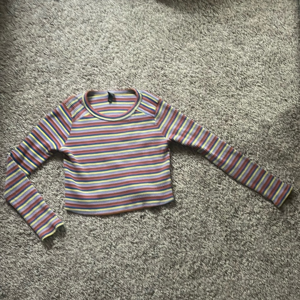 Teen striped cropped shirt, sweater